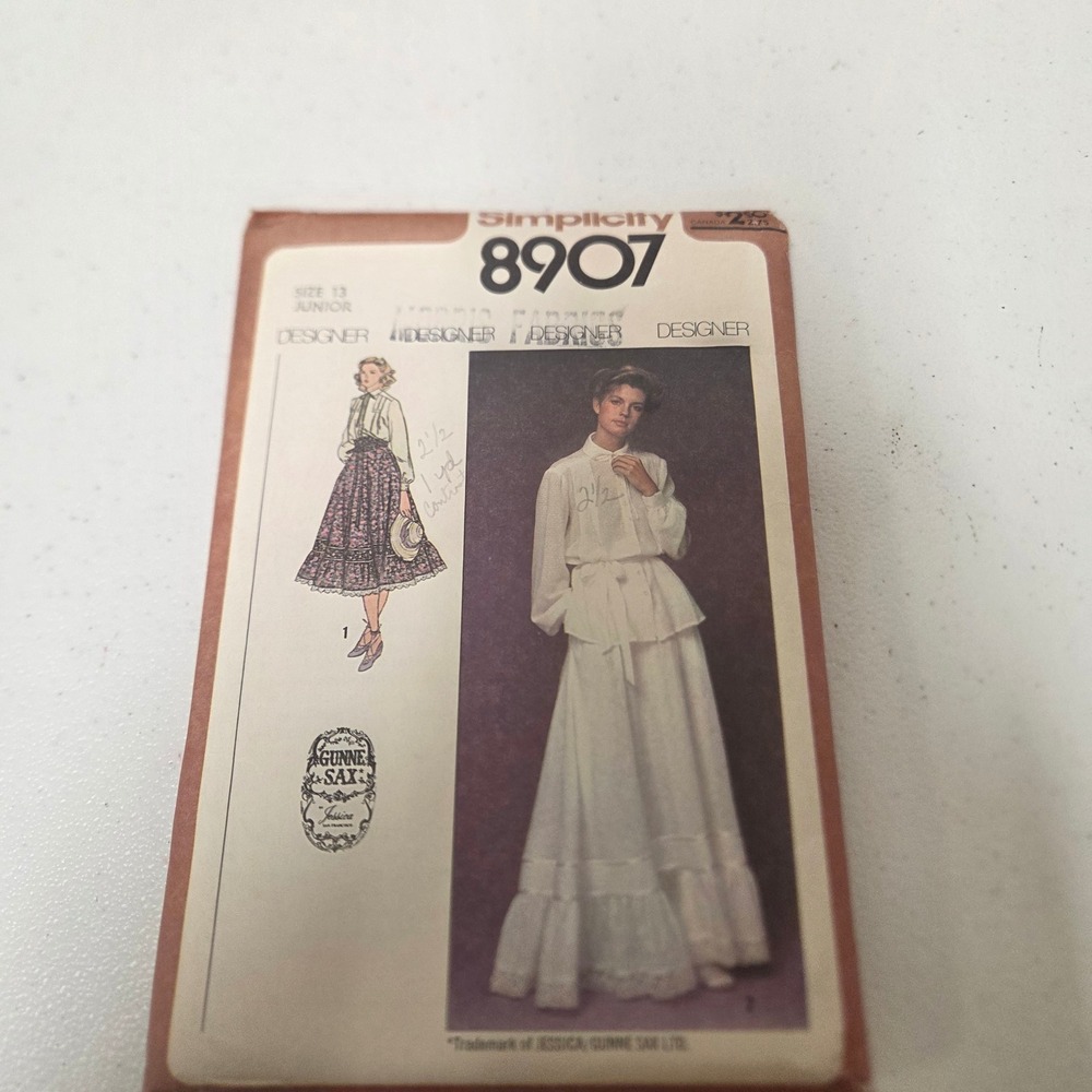 Vintage Simplicity 8907 Jessica McClintock Skirt Blouse Sewing Pattern Size 13
